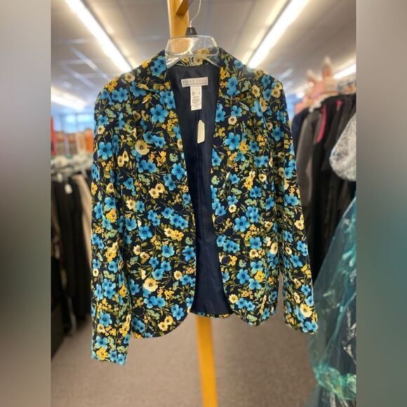 First Issue Small Black w/Floral Corduroy Jacket - Picture 1 of 3